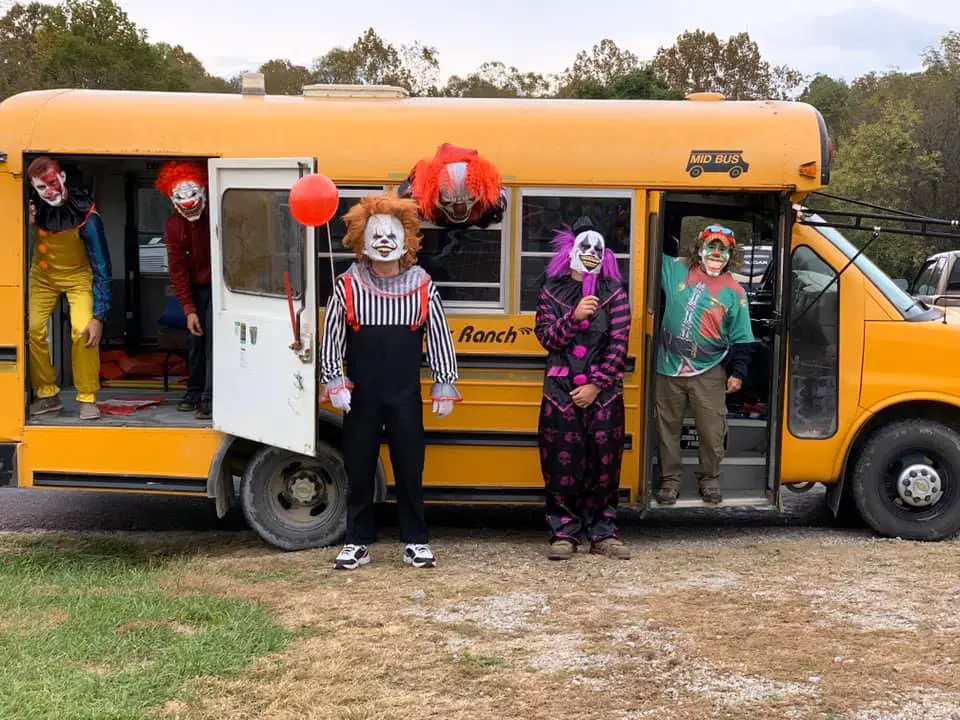 Clowns on school bus